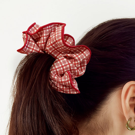 Chouchou Vintage Andrea à Carreaux Rouge