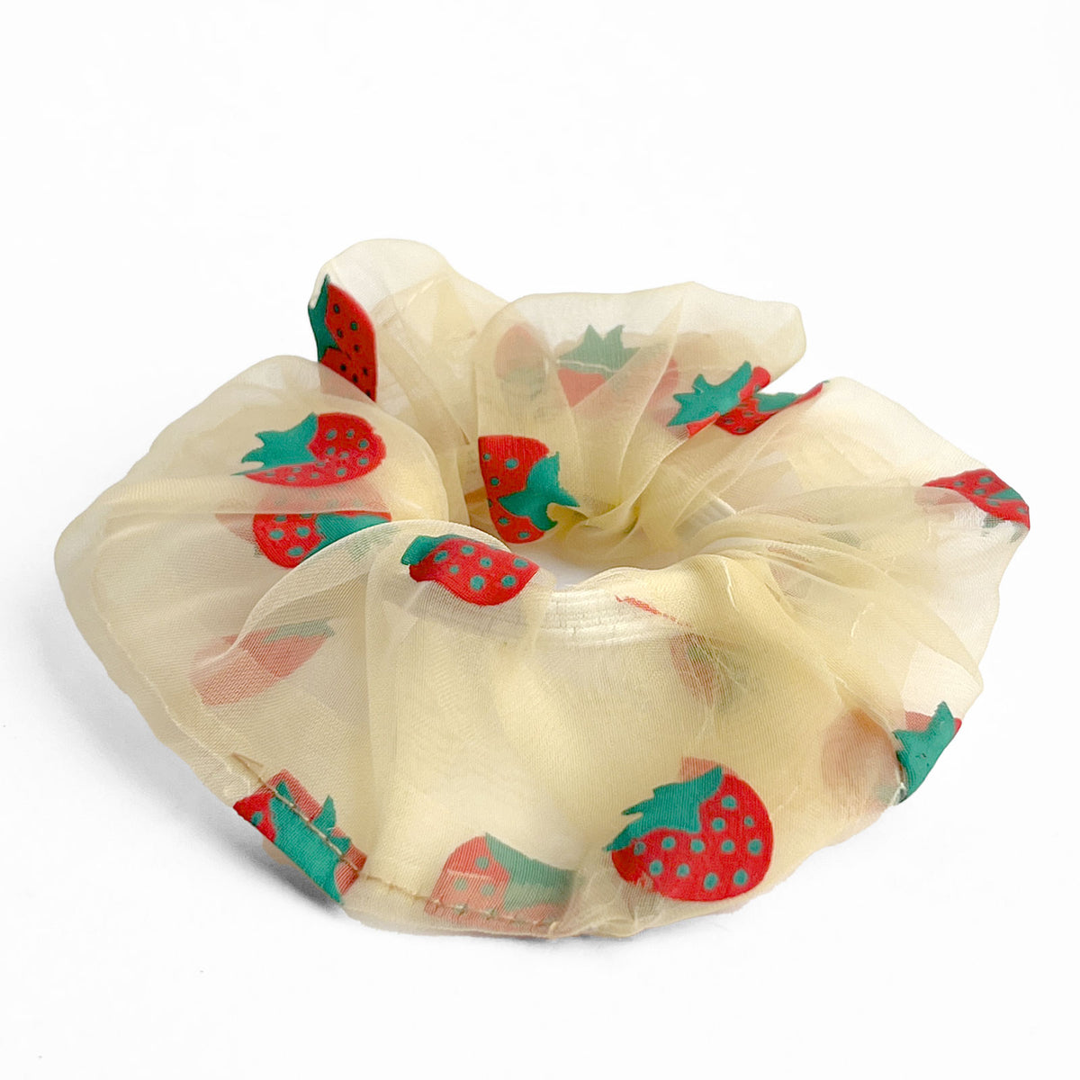 Chouchou Printanier Sweet Berry en Voile Fraise Jaune