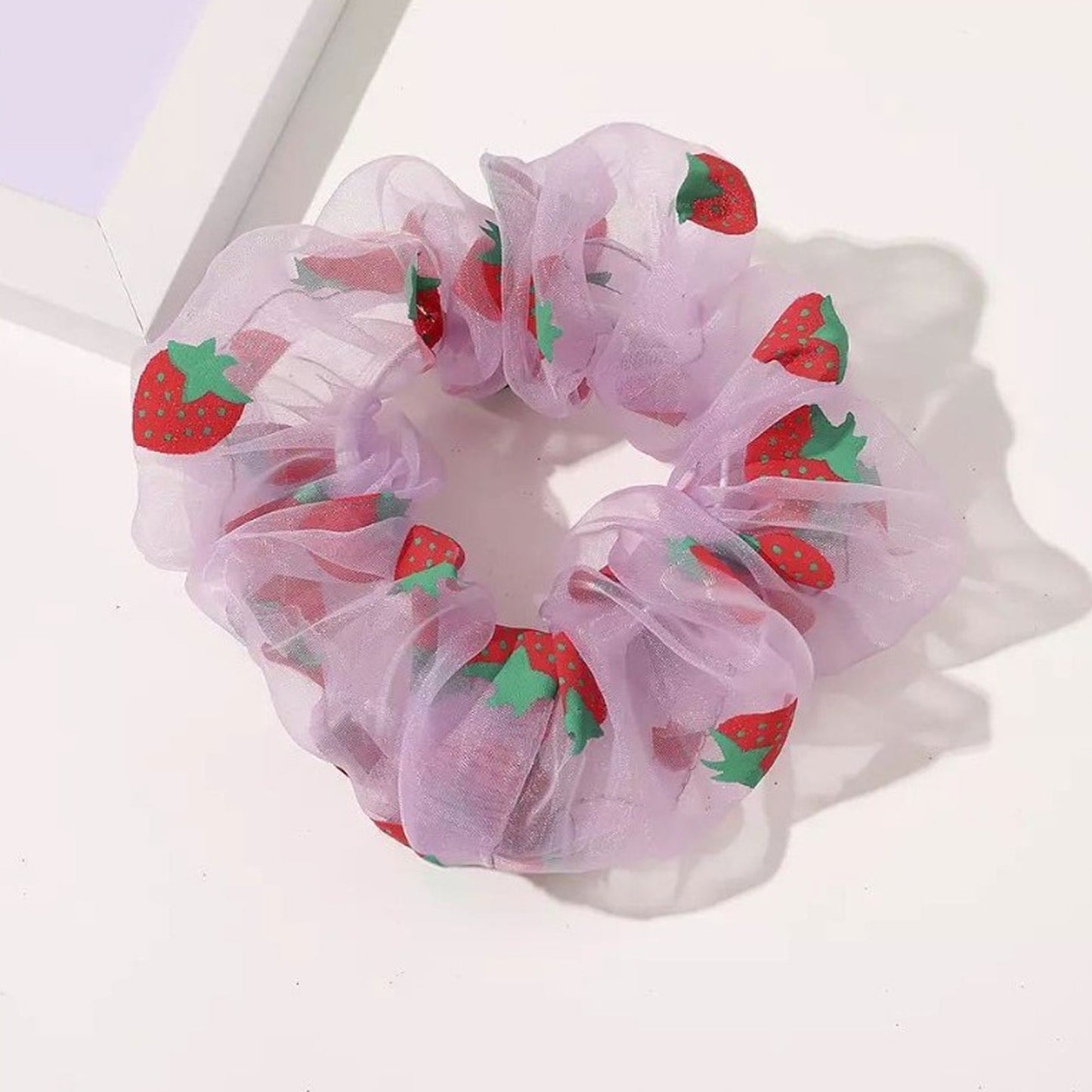 Chouchou Printanier Sweet Berry en Voile Fraise Violet