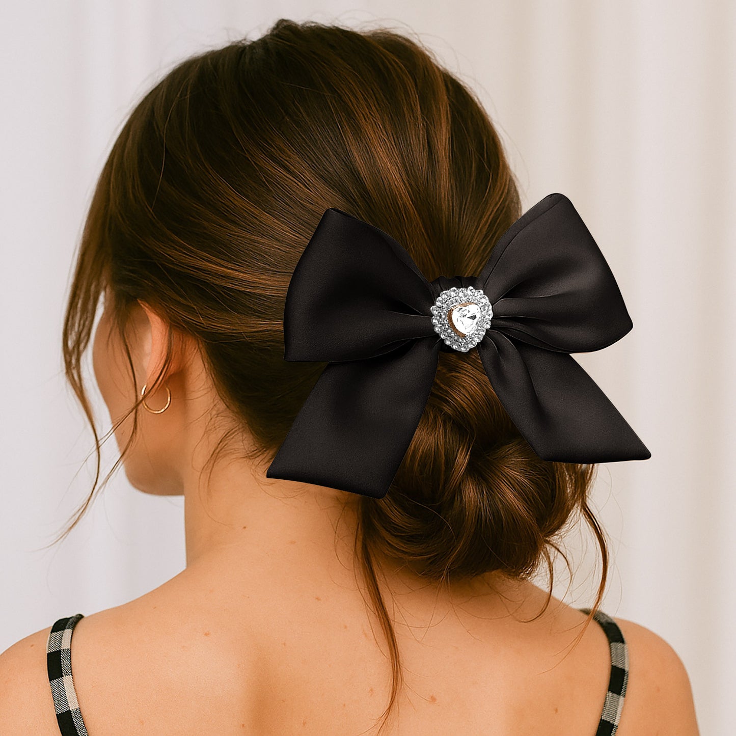 Chouchou en Satin Papillon avec Strass Harper Noir