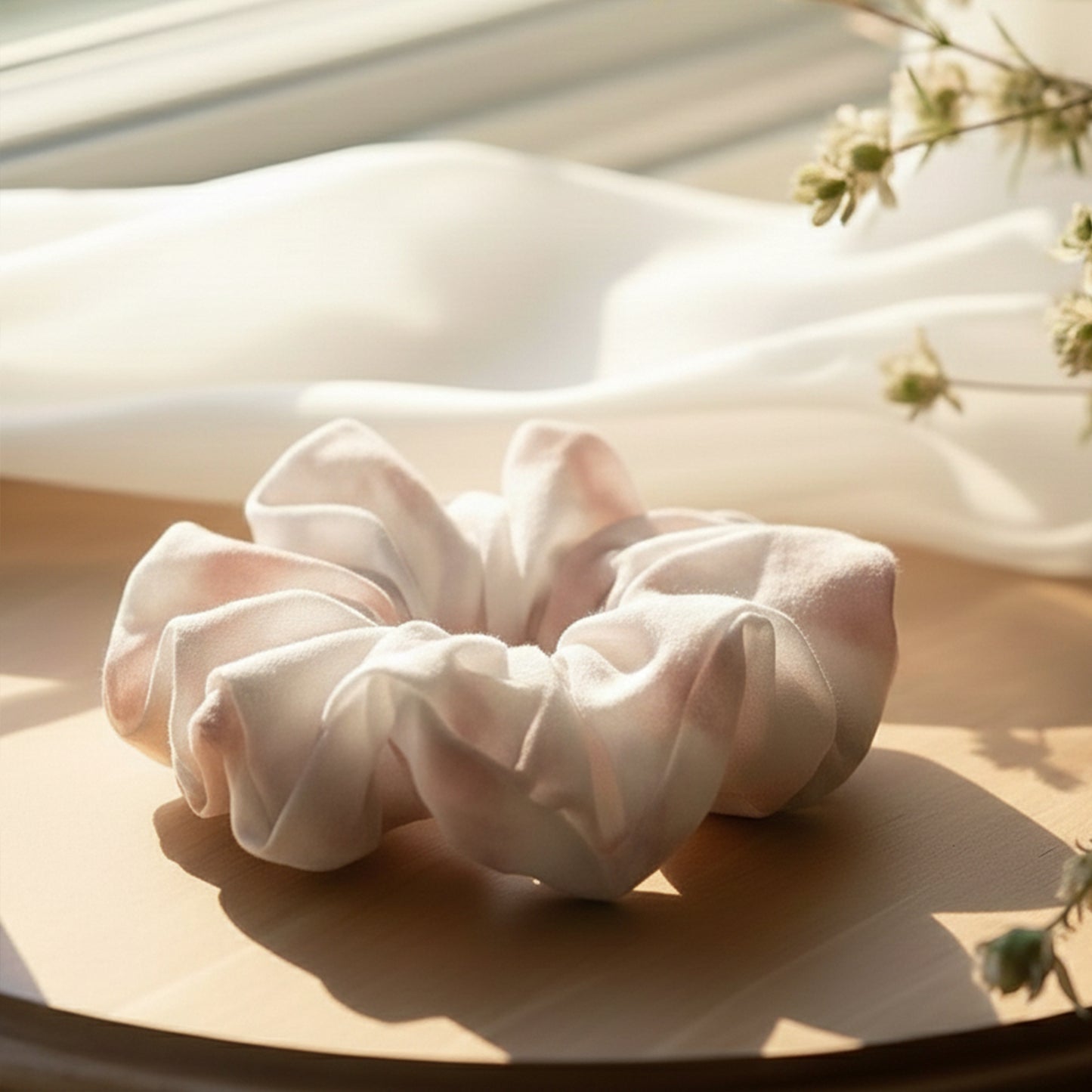 Chouchou en Aquarelle Douce Iris Aurora Violet-Rose