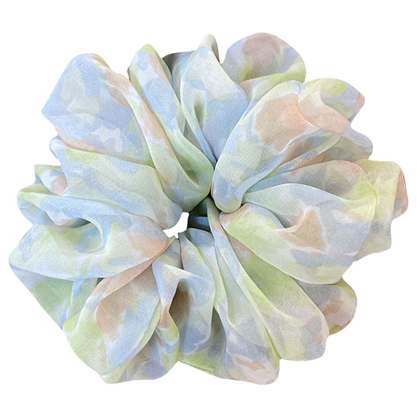 Chouchou en Aquarelle Douce Iris Aurora Bleu et Vert