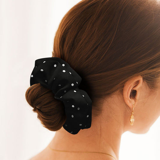 Chouchou XXL en Soie Raquel Noir à Pois