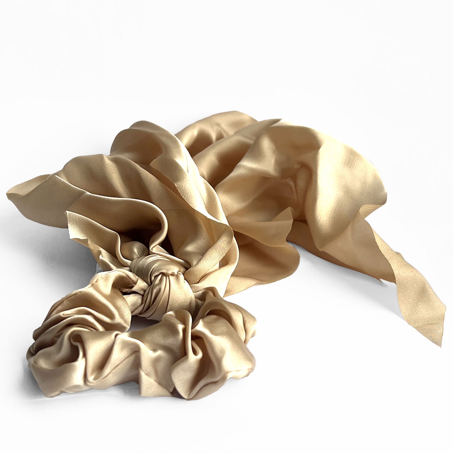 Chouchou en Satin à Double Nœud Gabriella Beige