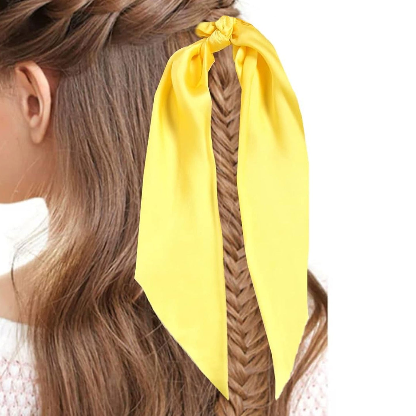 Chouchou en Satin à Double Nœud Gabriella Jaune