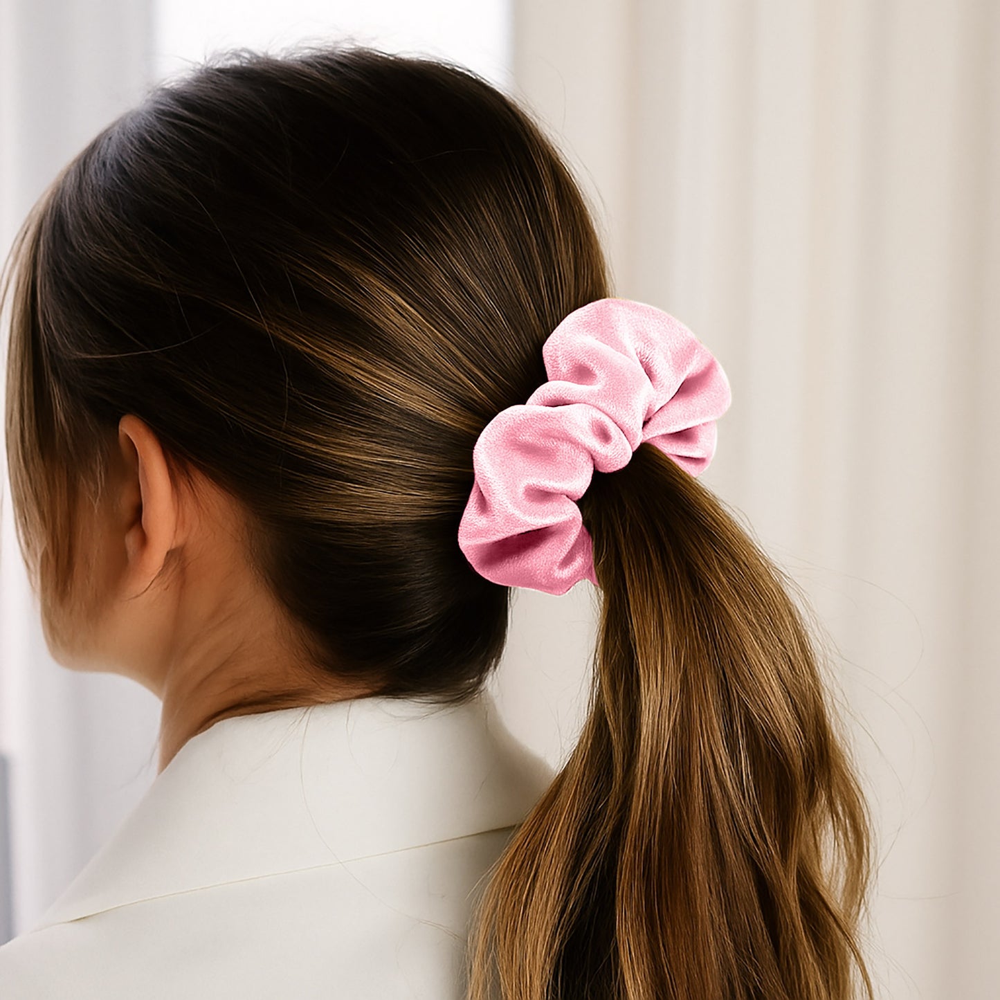 Chouchou Oversize en Velours Vivienne Rose