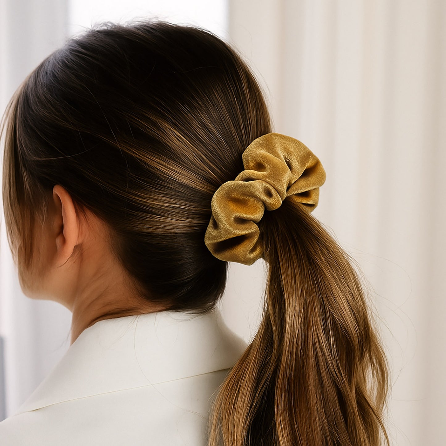 Chouchou Oversize en Velours Vivienne Jaune