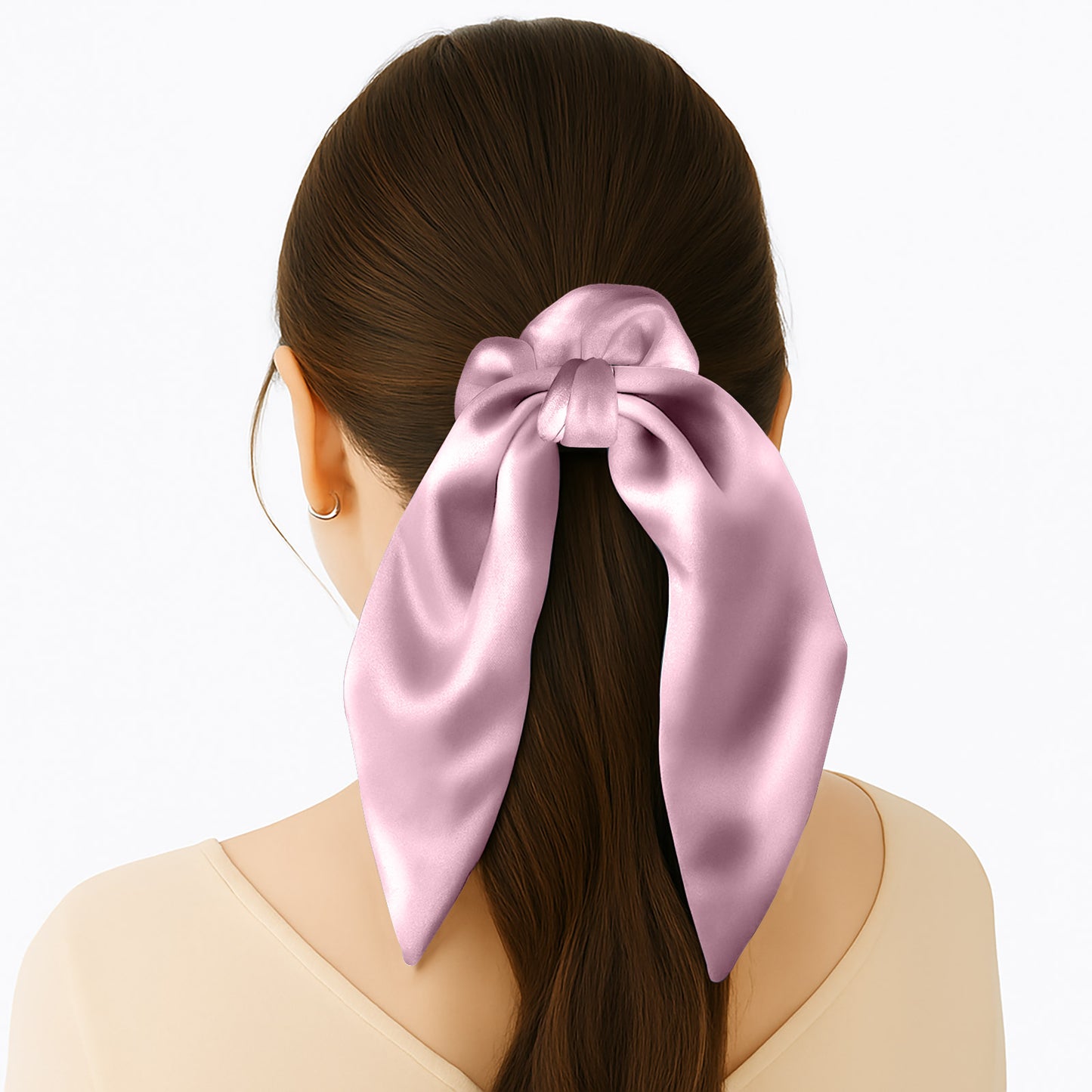 Chouchou en Satin Papillon Rose