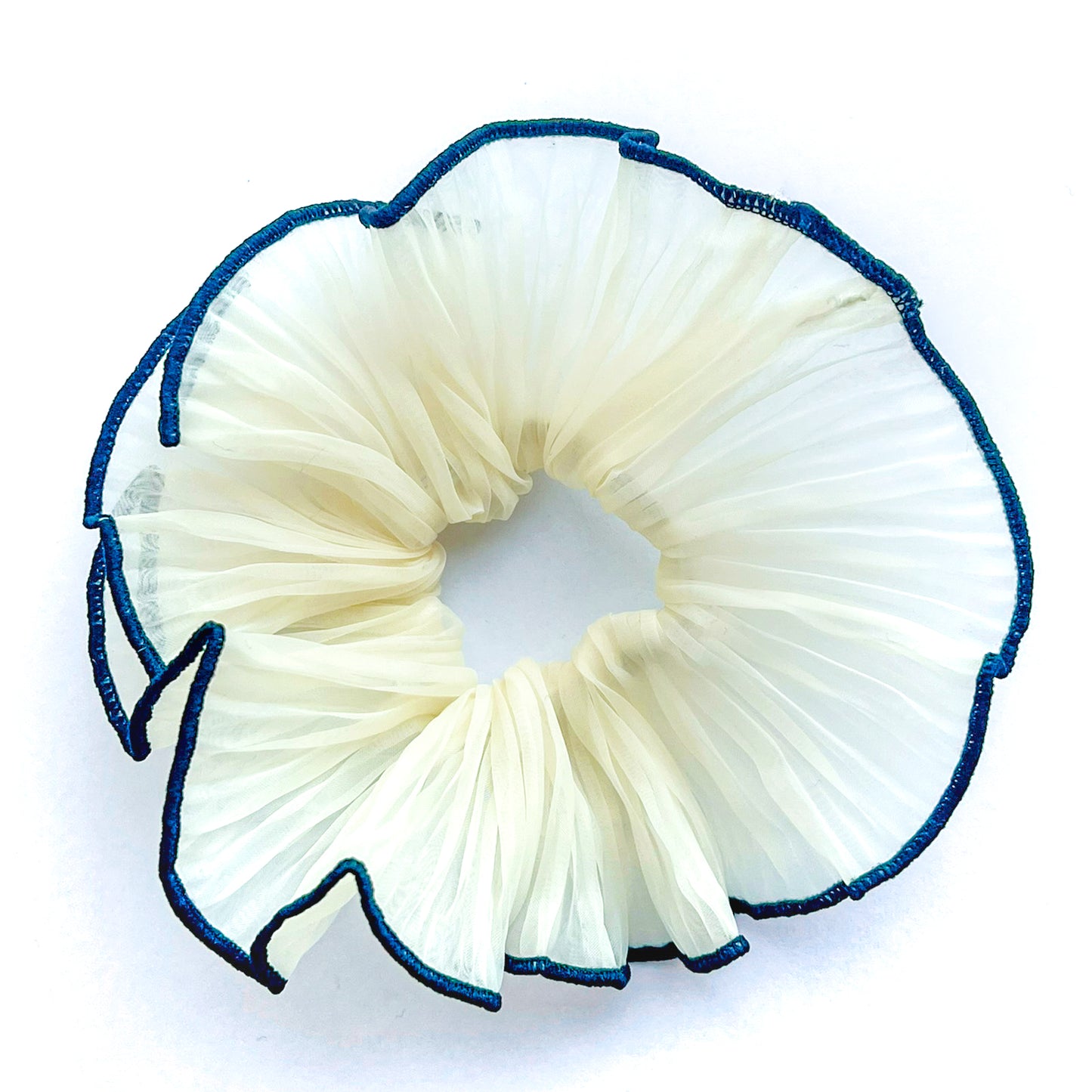 Chouchou Froufrou Oversize - Blanc Liseré Noir