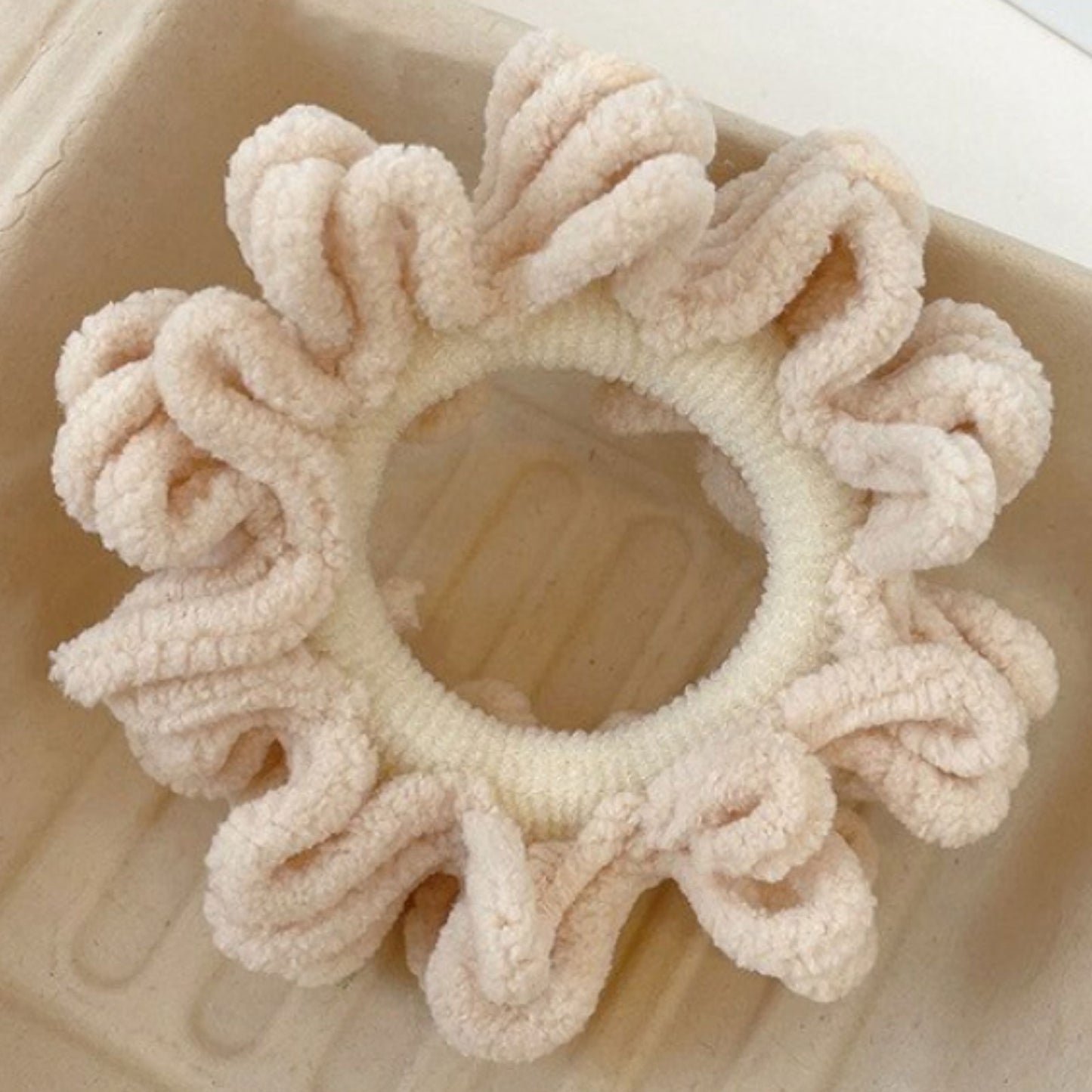Chouchou en Velours Bouclette Beige