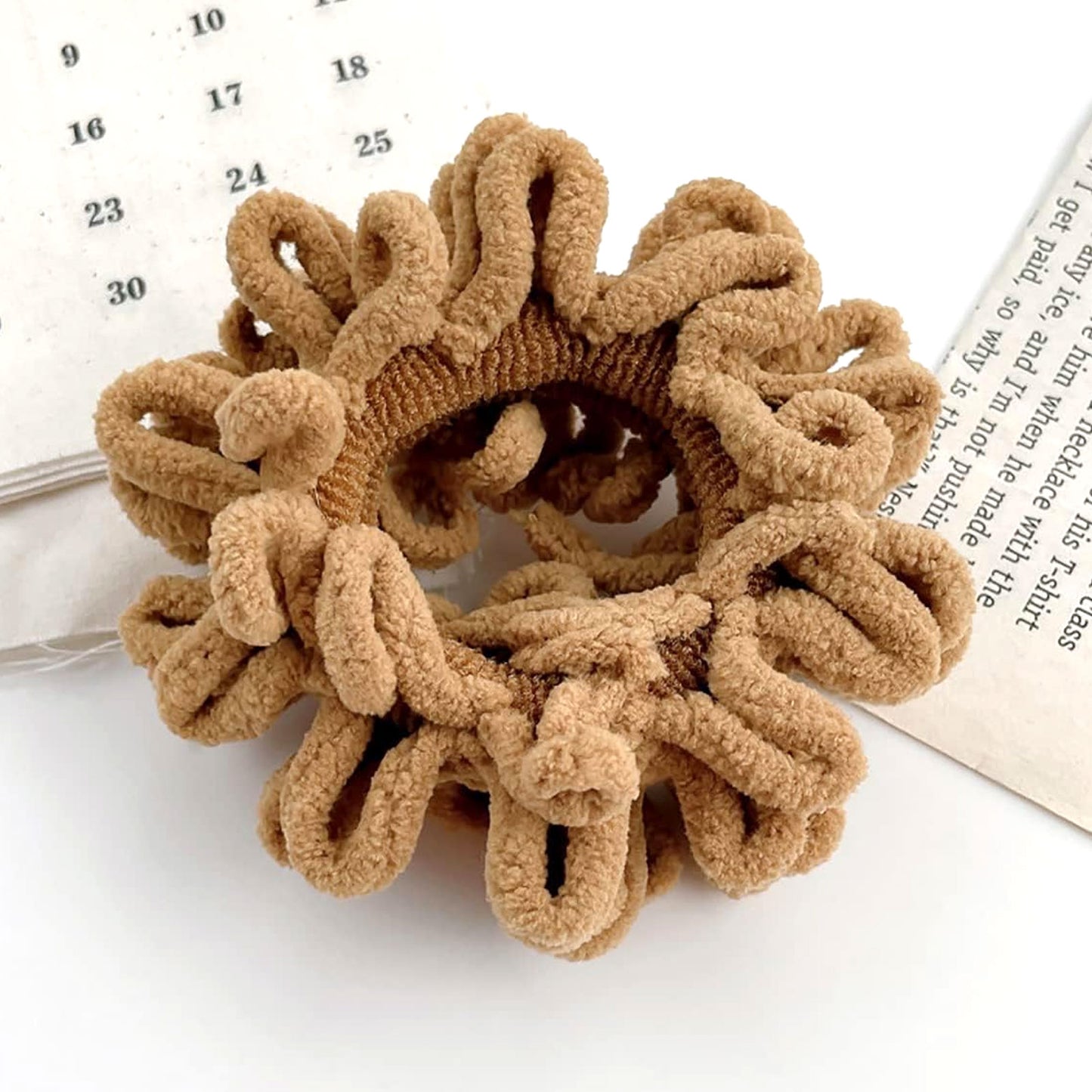 Chouchou en Velours Bouclette Sable