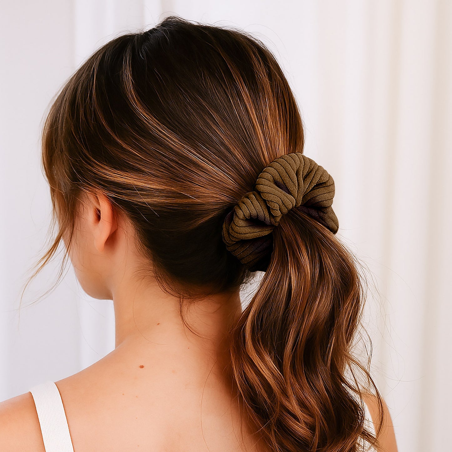 Chouchou en Velours Côtelé Pénélope Marron