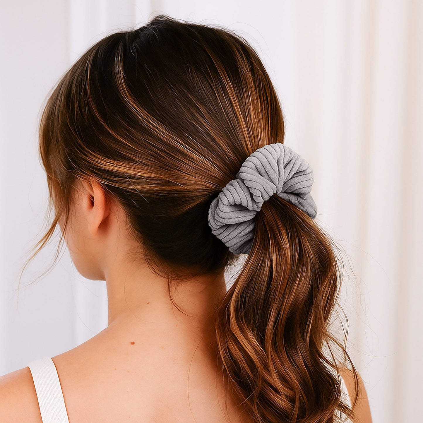 Chouchou en Velours Côtelé Pénélope Gris