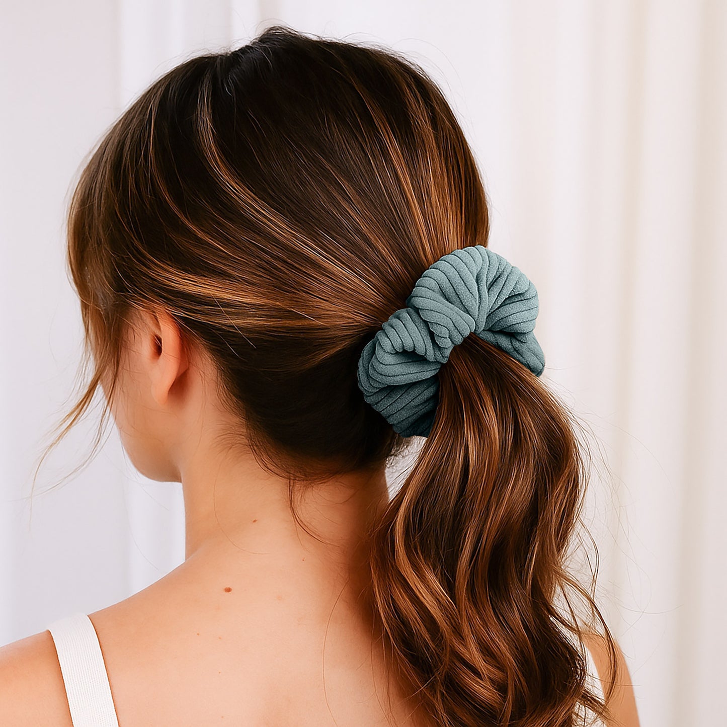 Chouchou en Velours Côtelé Pénélope Vert