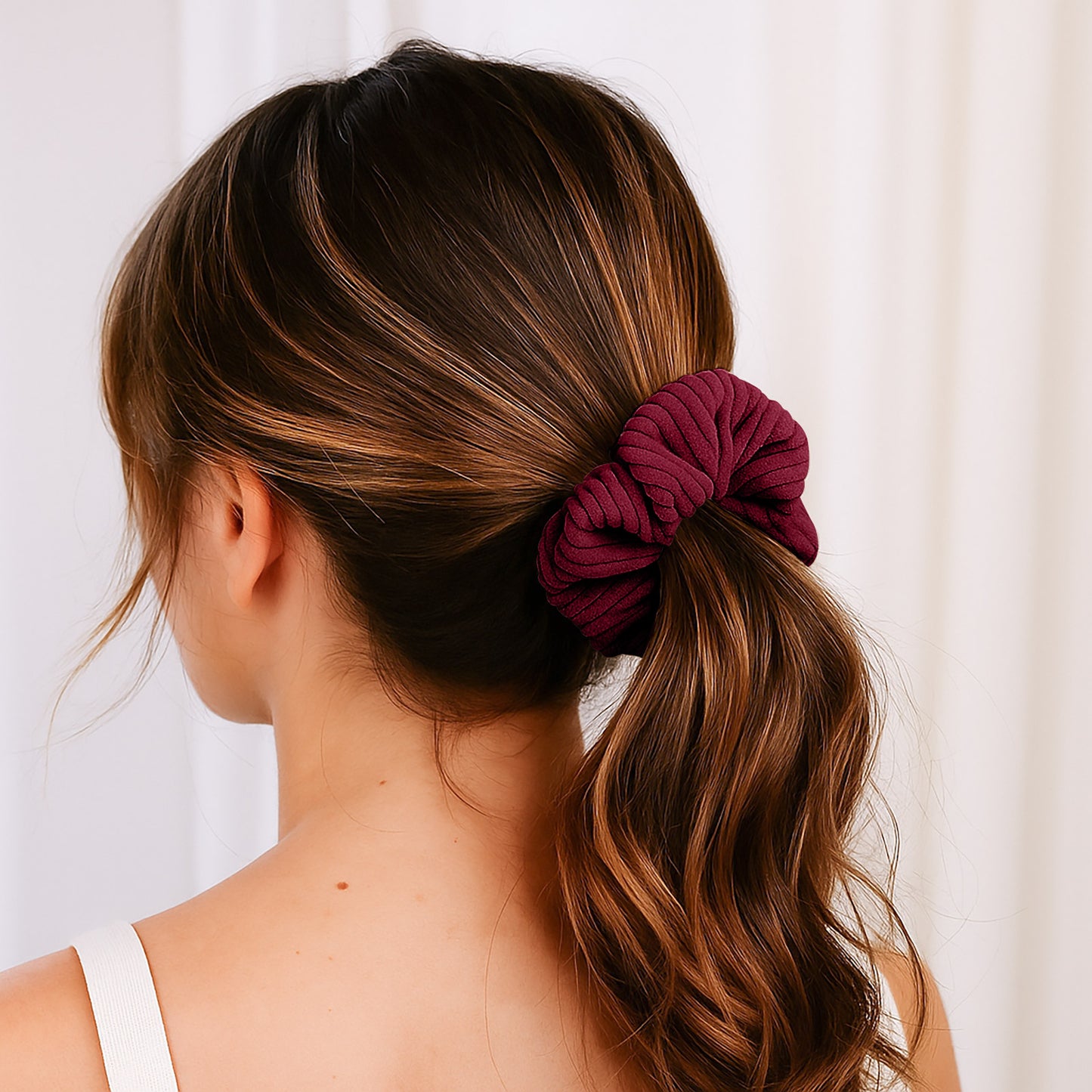 Chouchou en Velours Côtelé Pénélope Rouge