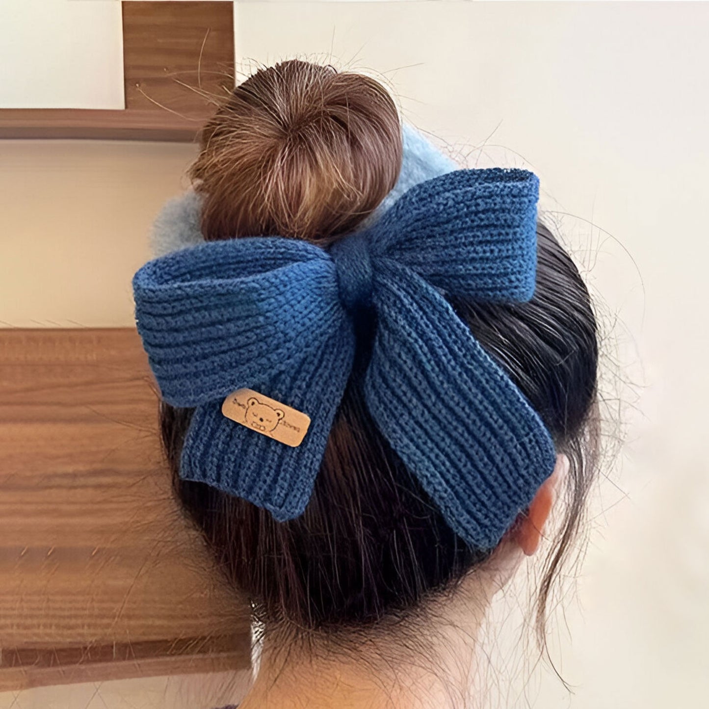 Chouchou en Tricot & Fourrure Bleu