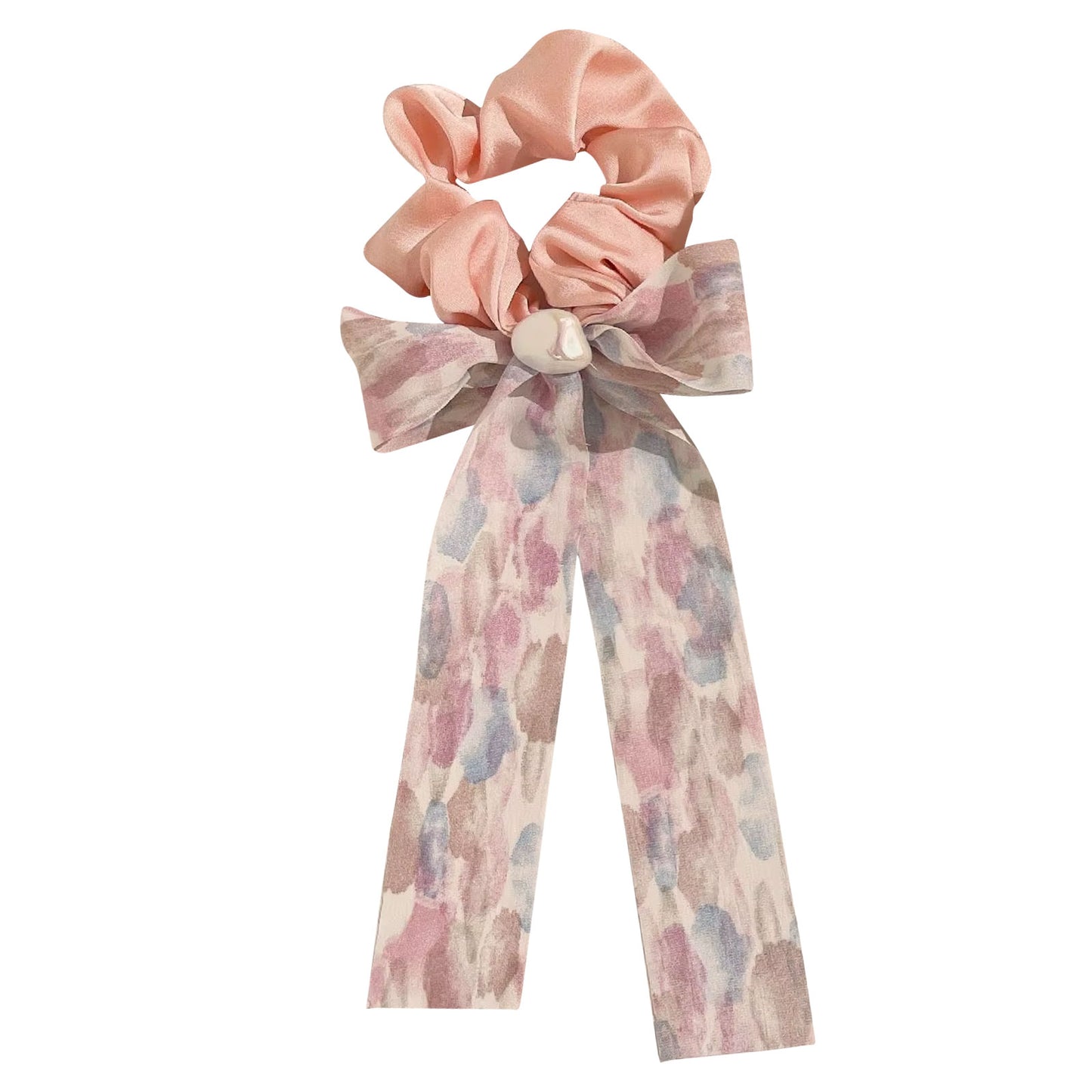 Chouchou Foulard Seraphina à Nœud Imprimé Rose