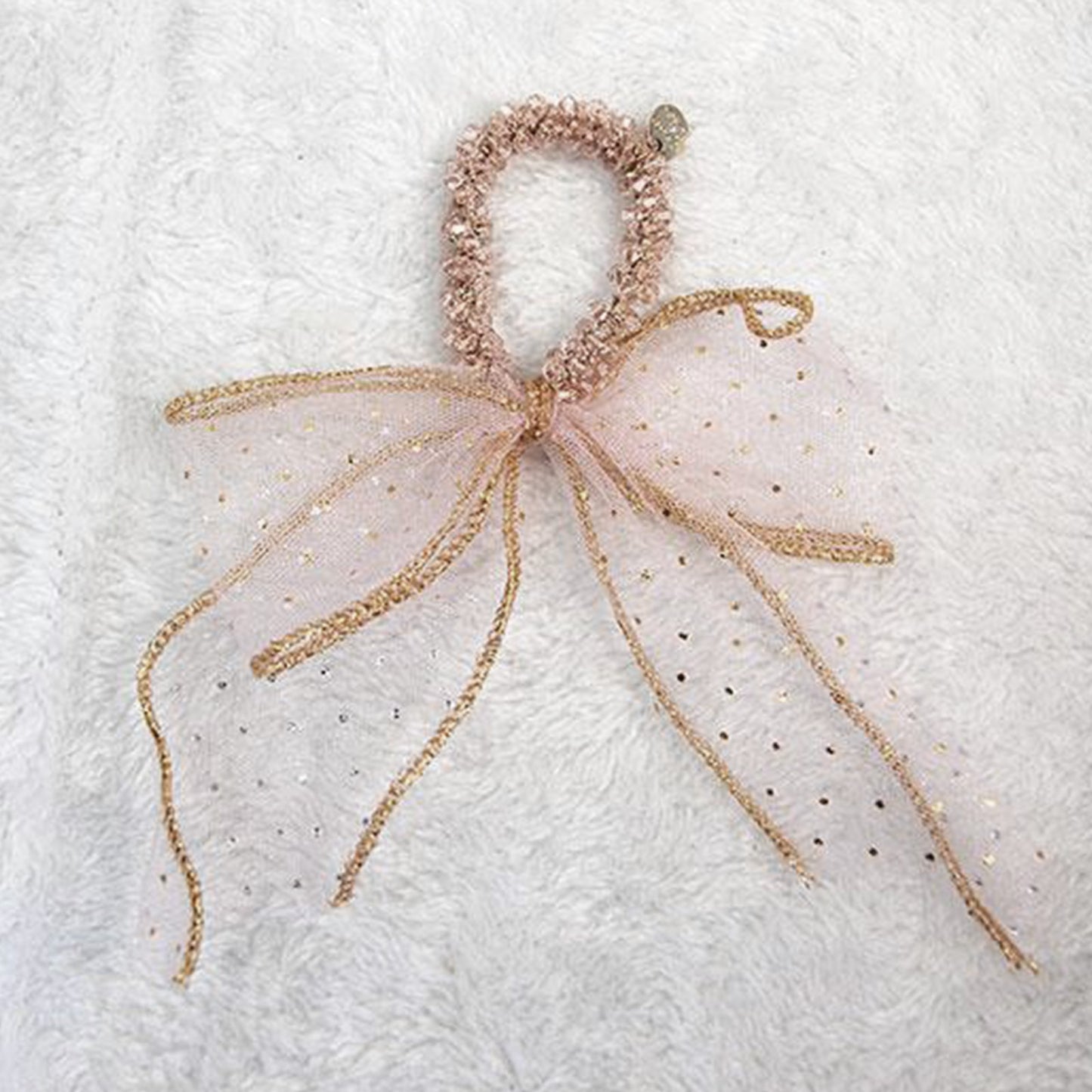 Chouchous en Perles Nœud Impérial - Rose & Cercle Rose