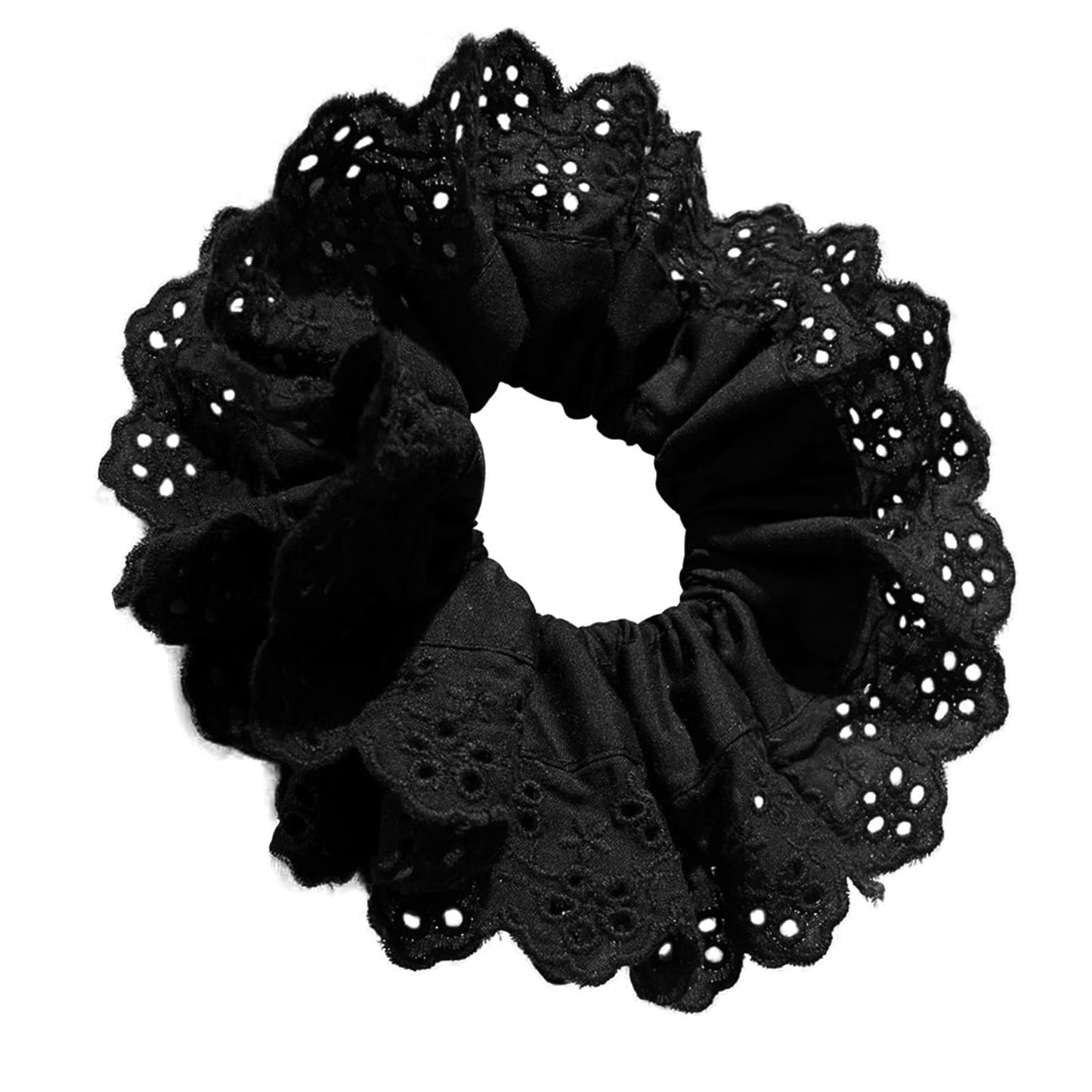 Chouchou en Tissu Brodé Geneviève Noir