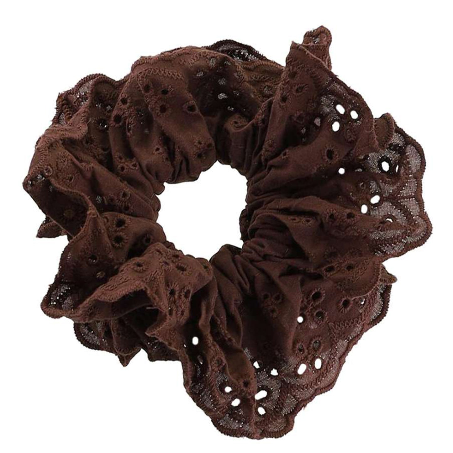 Chouchou en Tissu Brodé Geneviève Marron