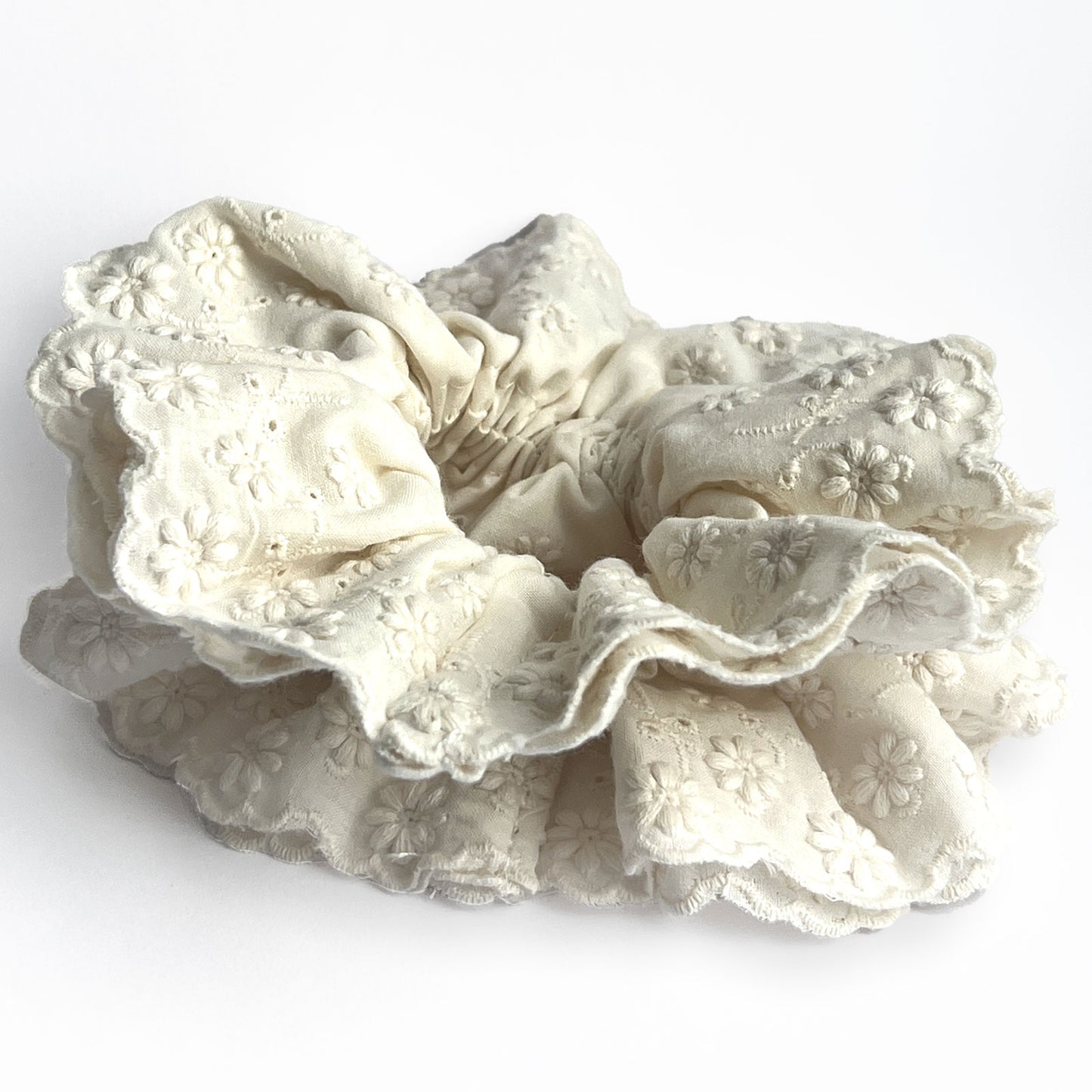 Chouchou en Tissu Brodé Beige