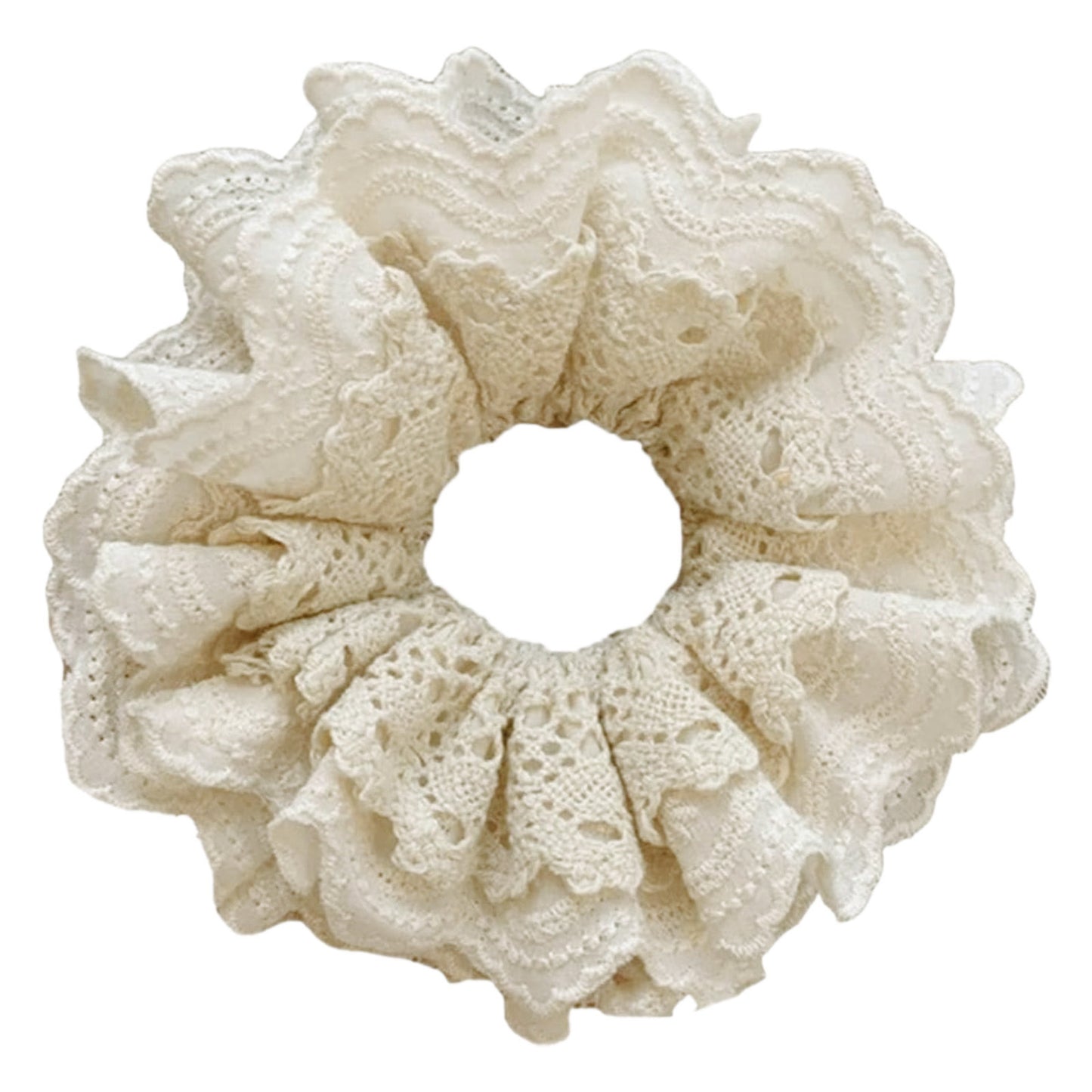 Chouchou en Dentelle Brodée Rosemarie Beige