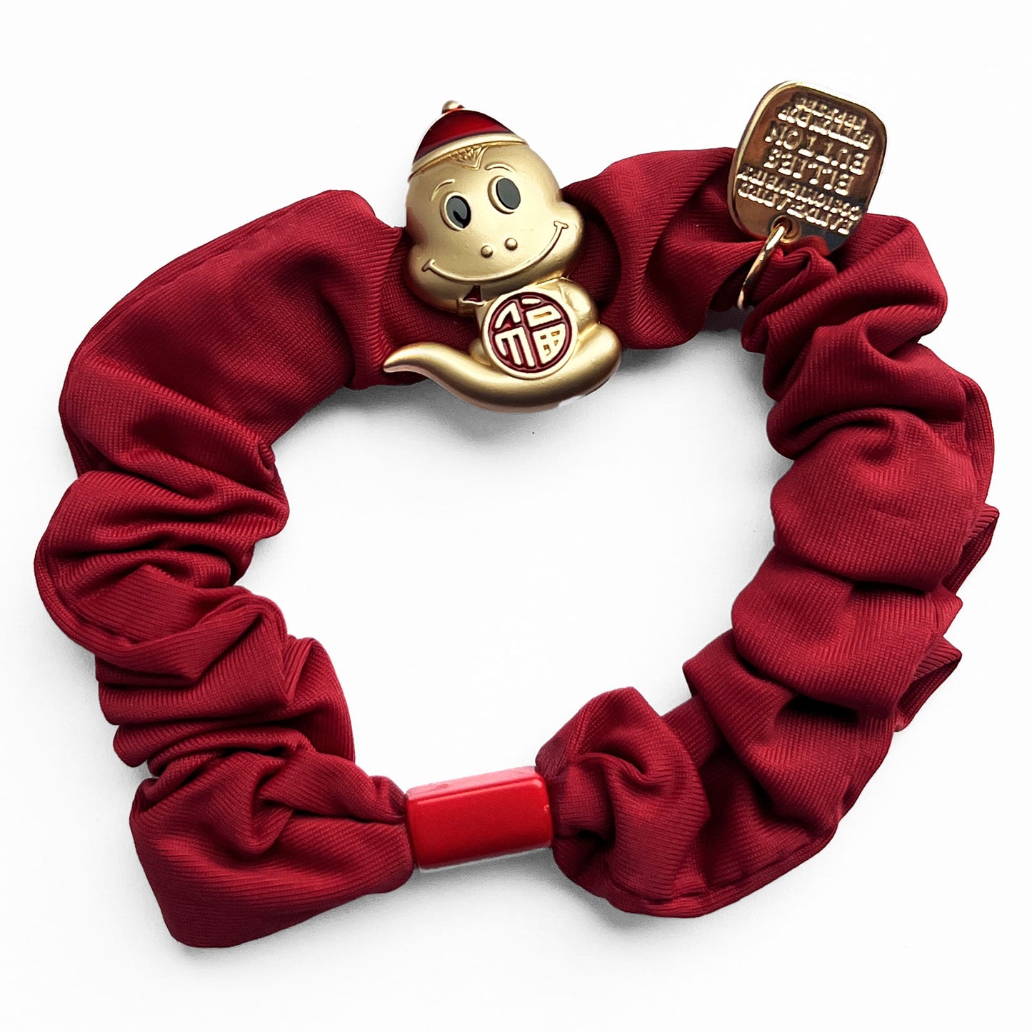 Chouchou en Satin Porte Bonheur Rouge - Serpent au Chapeau Fu