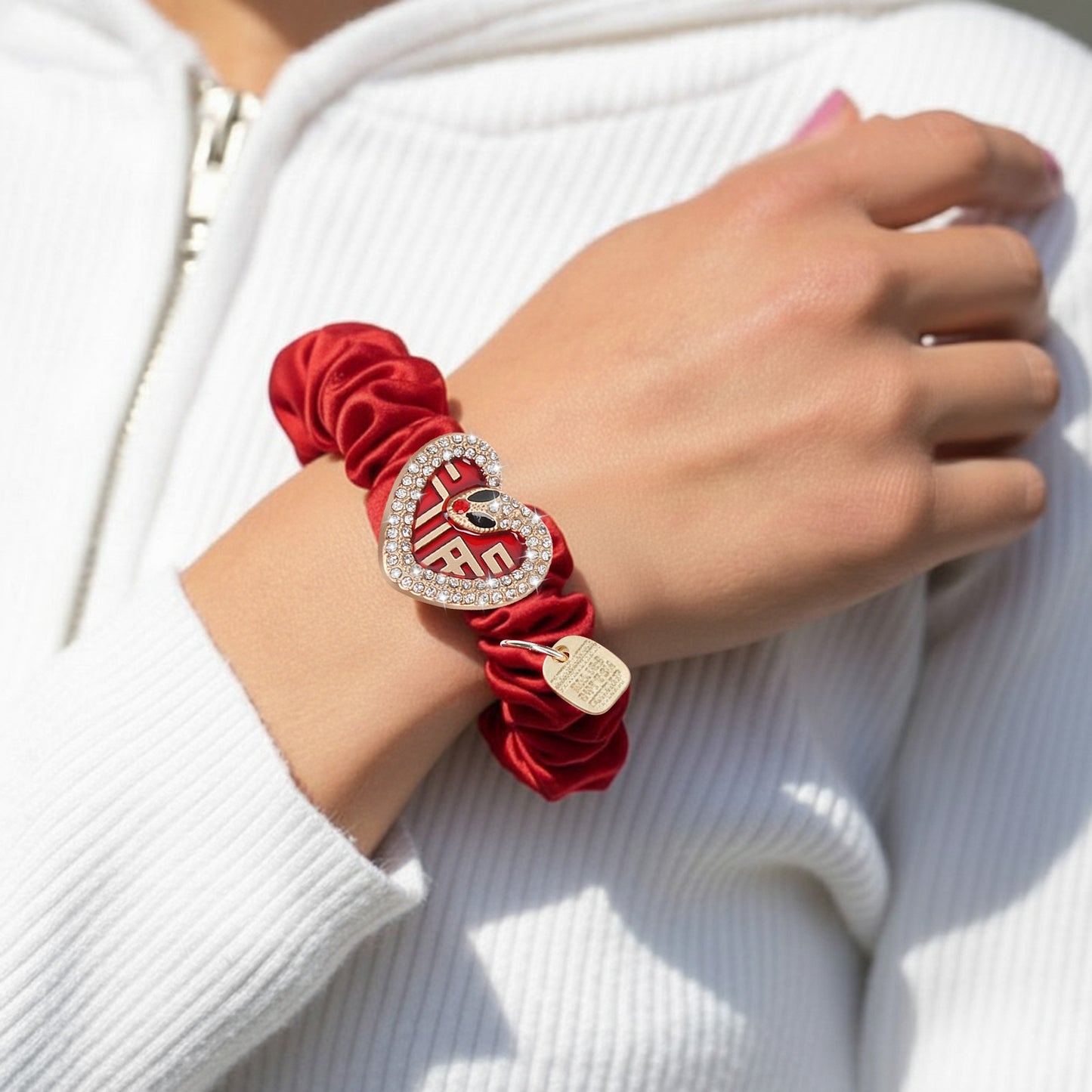 Chouchou en Satin Porte Bonheur Rouge - Serpent Riche