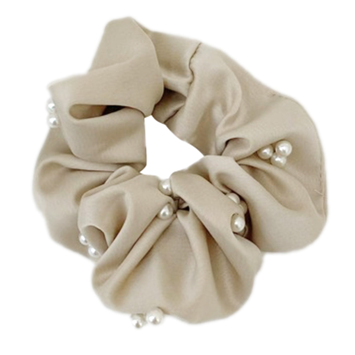 Chouchou en Satin Perlé Marjorie Beige
