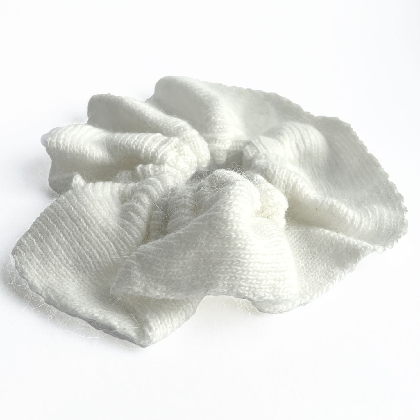 Chouchou Classique pour Cheveux en Maille Tricotée Rétro Chic Blanc