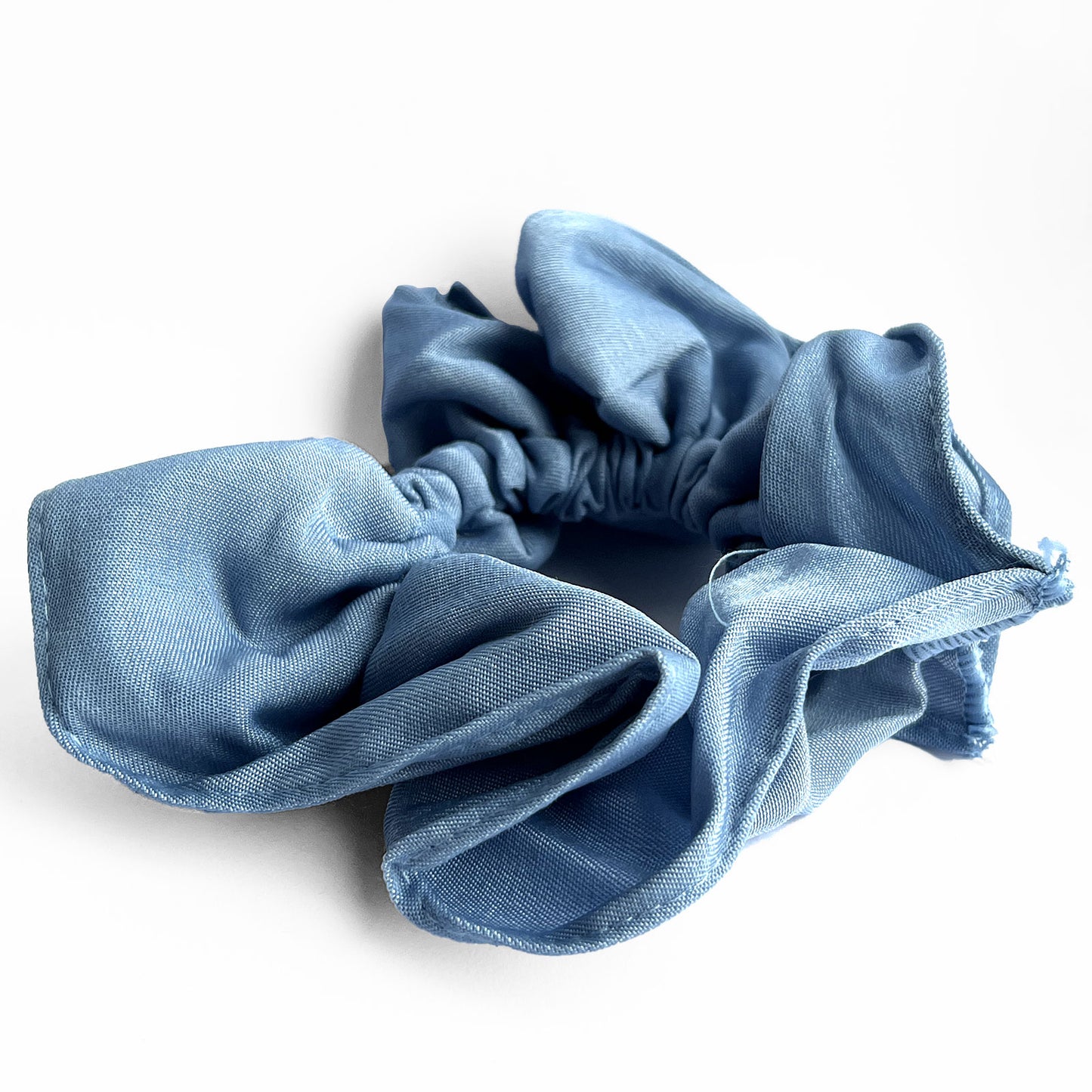 Chouchou Classique en Tissu Plissé Sage Bleu