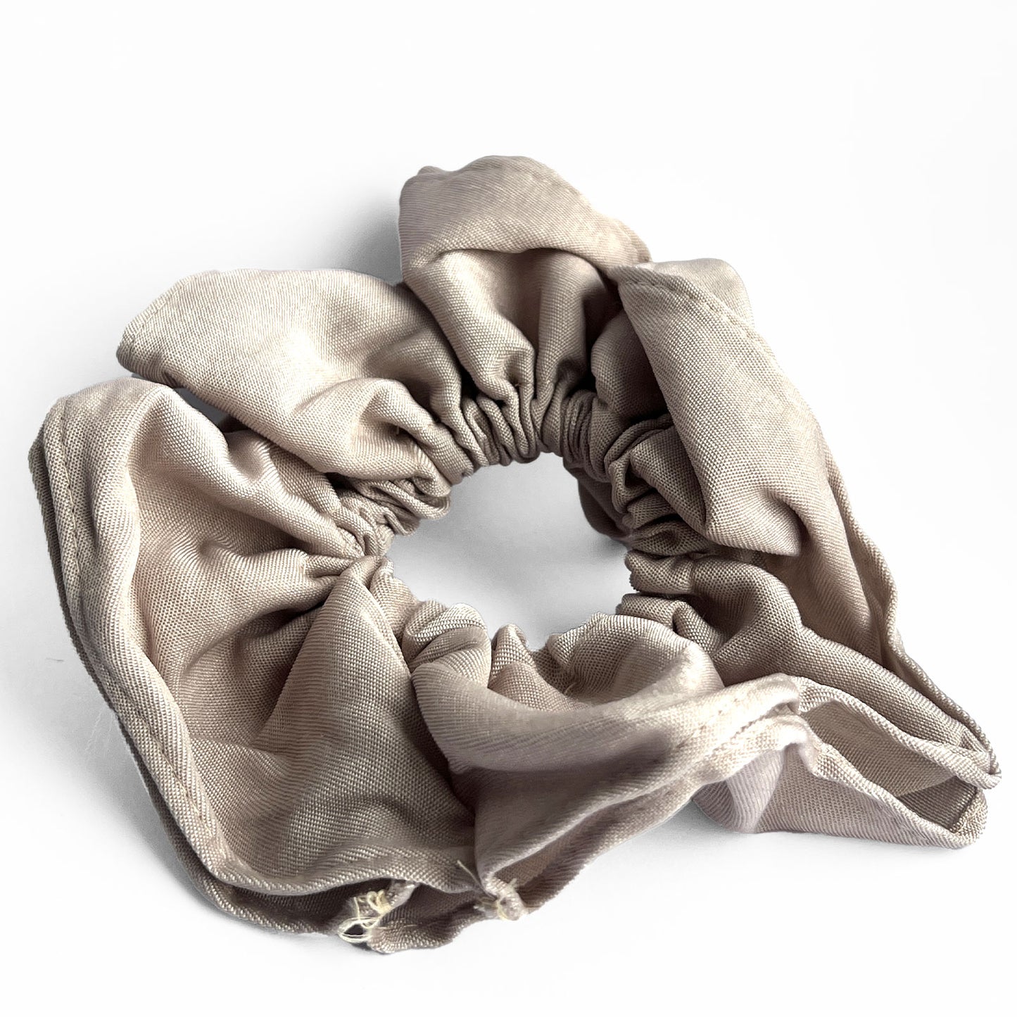 Chouchou Classique en Tissu Plissé Sage Blanc