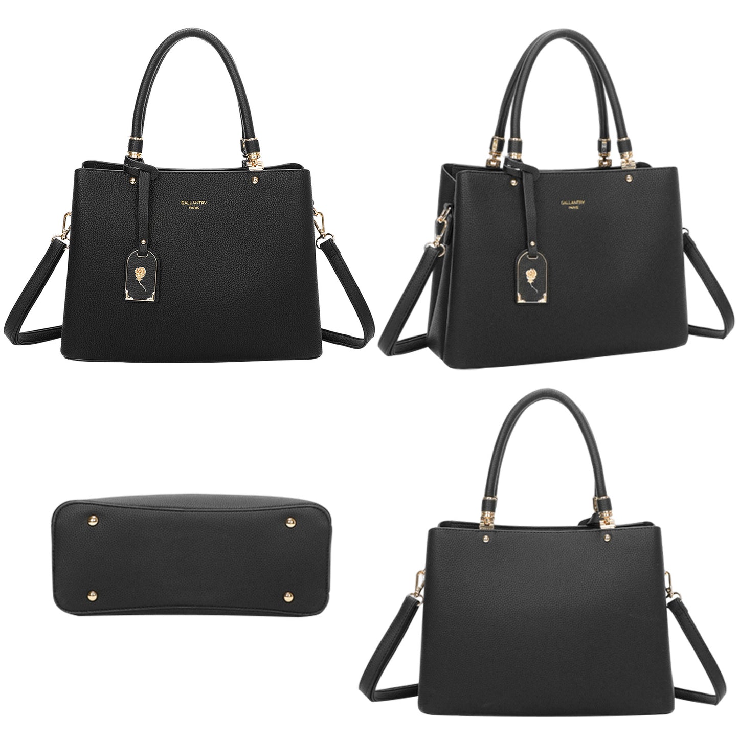 Sac à Main Cabas à Attache Florale Octavia Noir