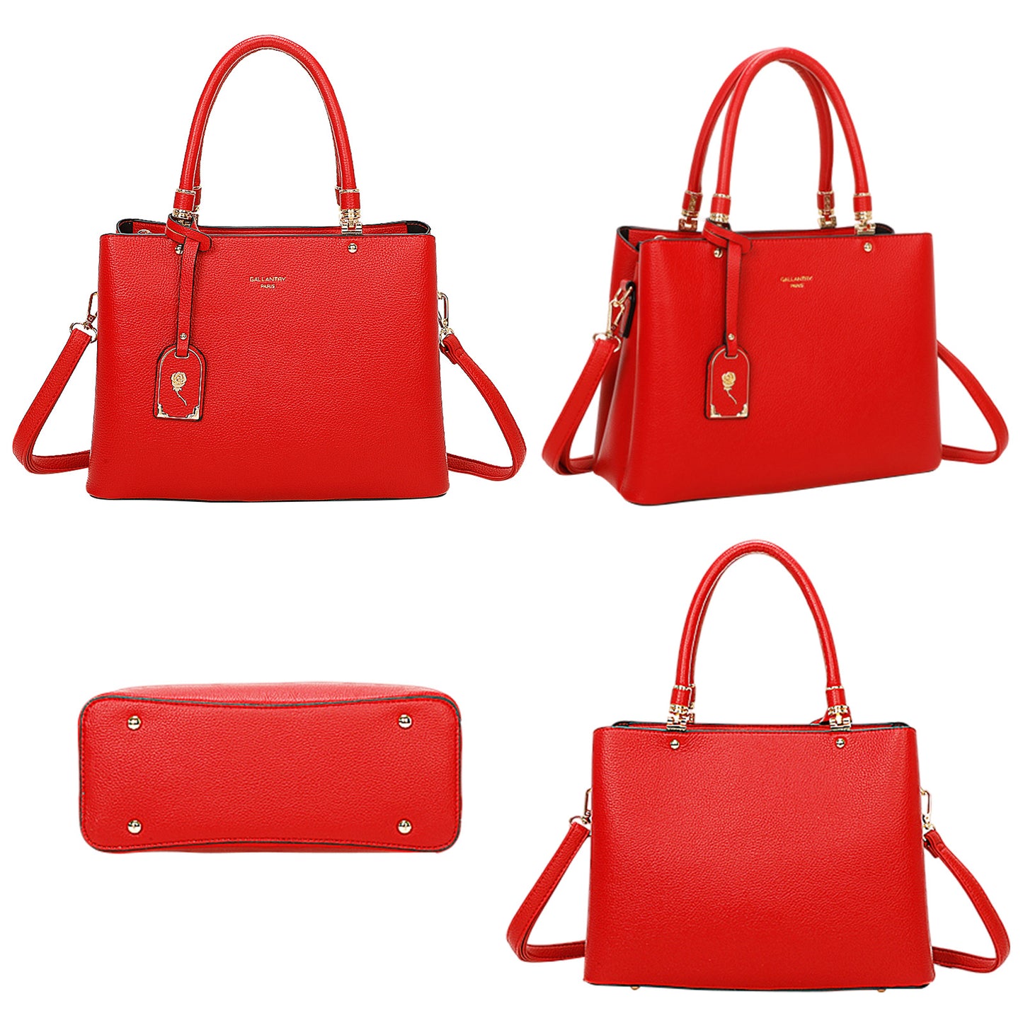 Sac à Main Cabas à Attache Florale Octavia Rouge