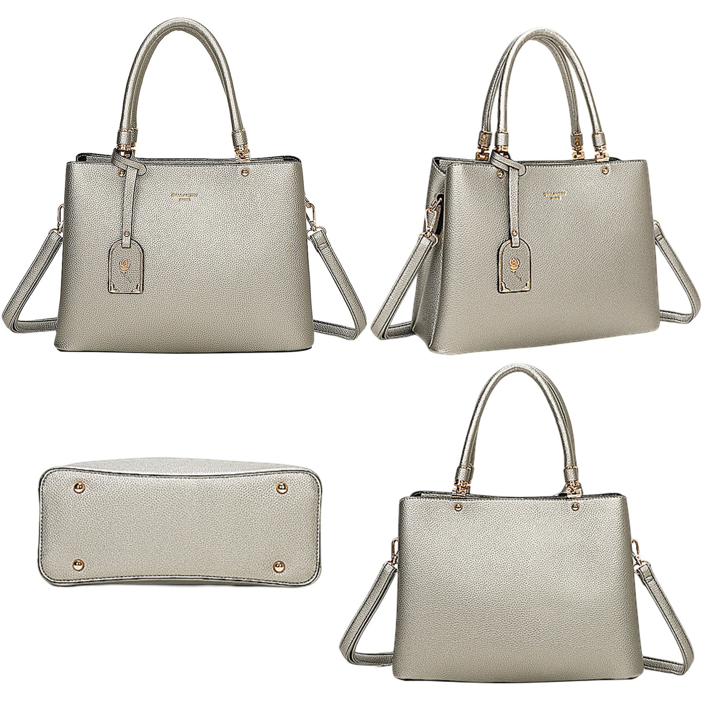 Sac à Main Cabas à Attache Florale Octavia Argent