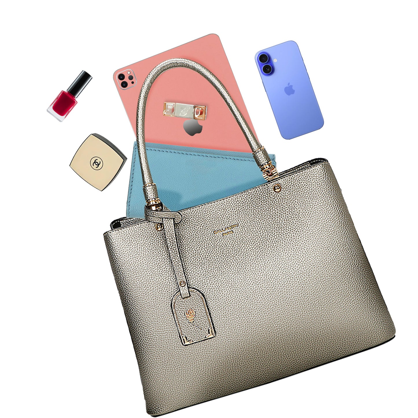 Sac à Main Cabas à Attache Florale Octavia Argent