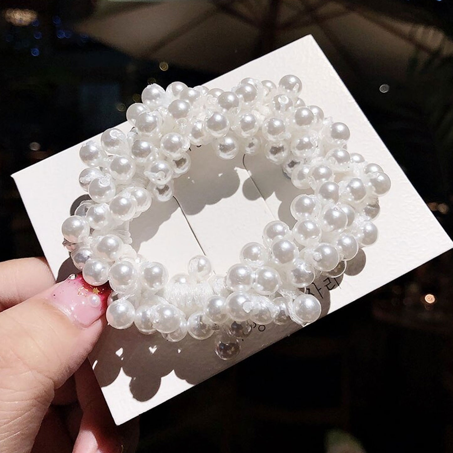 Élastique Élégant avec Perles Jannett Blanc