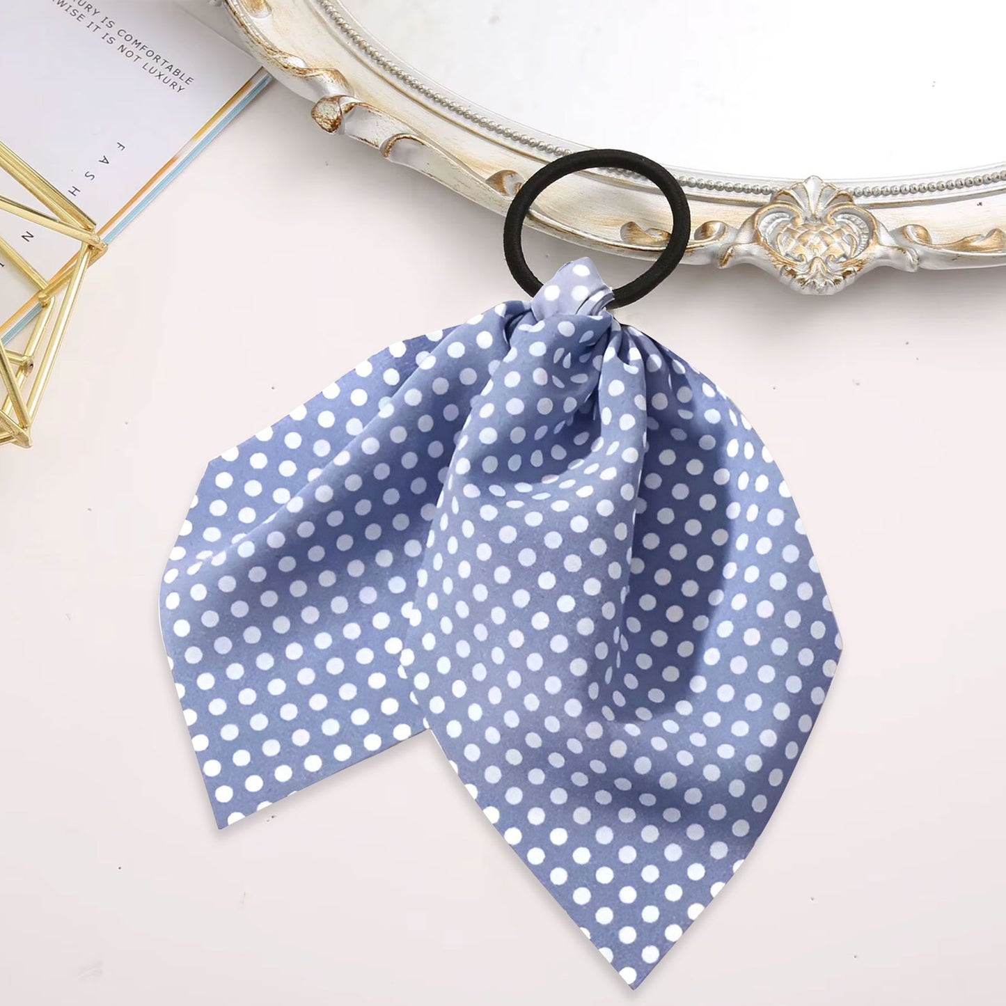Élastique Foulard pour Cheveux à Ruban à Pois Gracieux Lavande