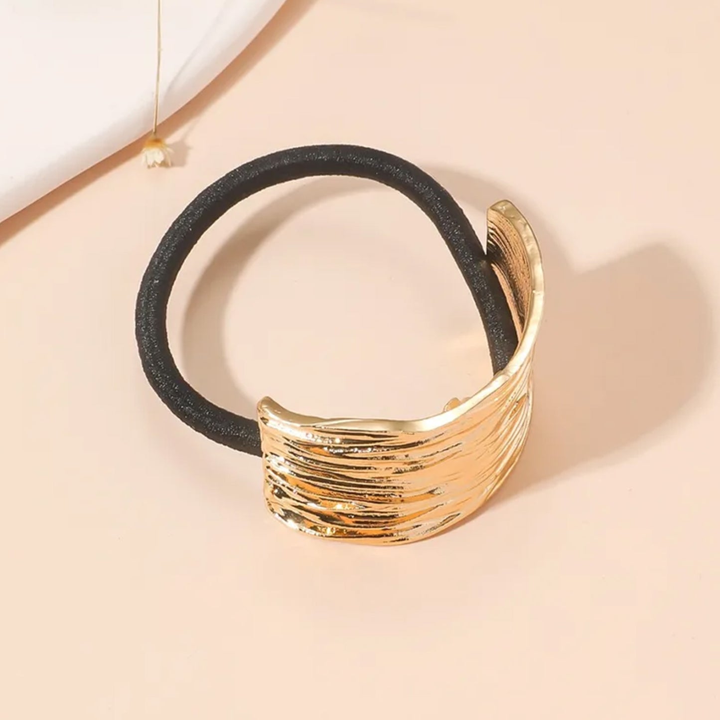 Élastique Classique pour Cheveux à Manchon Doré Raffiné Doré