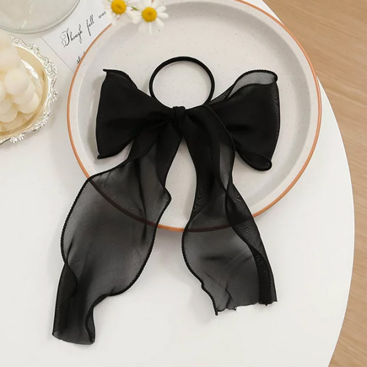 Élastique Casual Ashleen à Nœud Long Noir