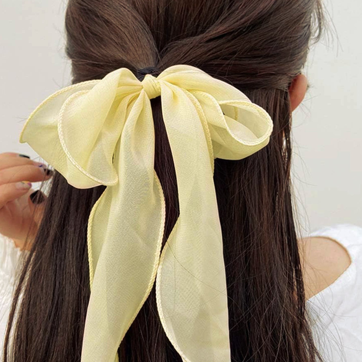 Élastique Casual Ashleen à Nœud Long Jaune Pastel