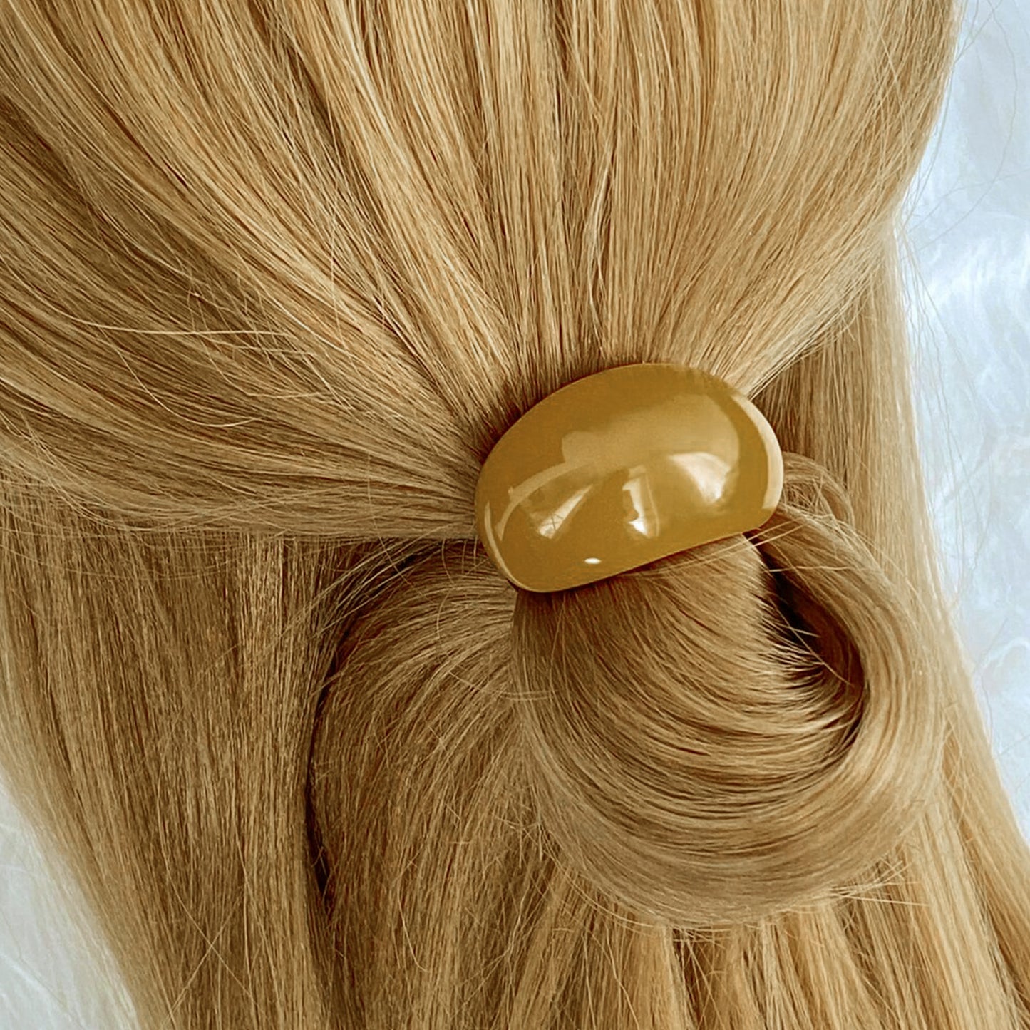 Élastique Casual pour Cheveux avec Perle Effet Bois Jaune