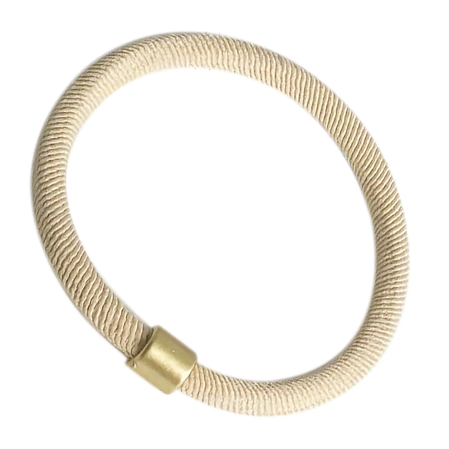 Élastique Torsadé pour Cheveux avec Embout Doré Minimaliste Beige