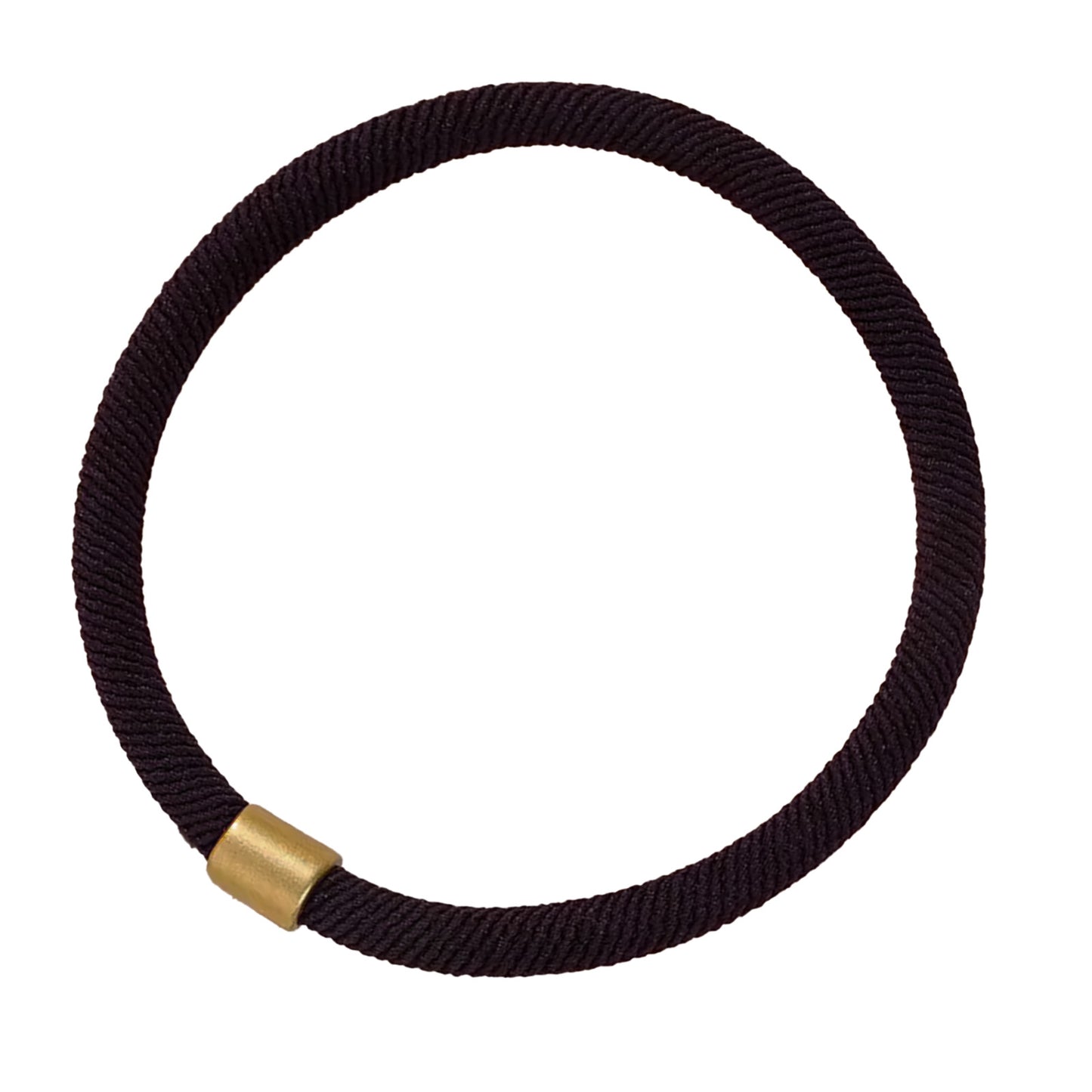 Élastique Torsadé pour Cheveux avec Embout Doré Minimaliste Marron Foncé
