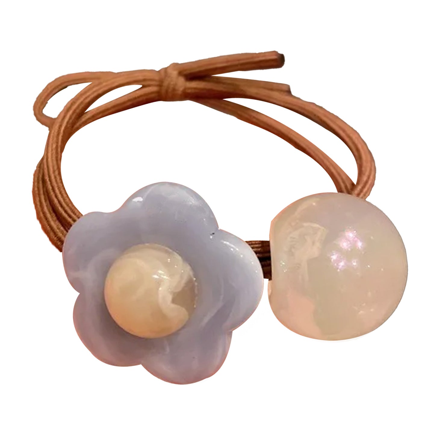 Élastique Casual Ambrose à Fleur Nacré et Perle Bleu