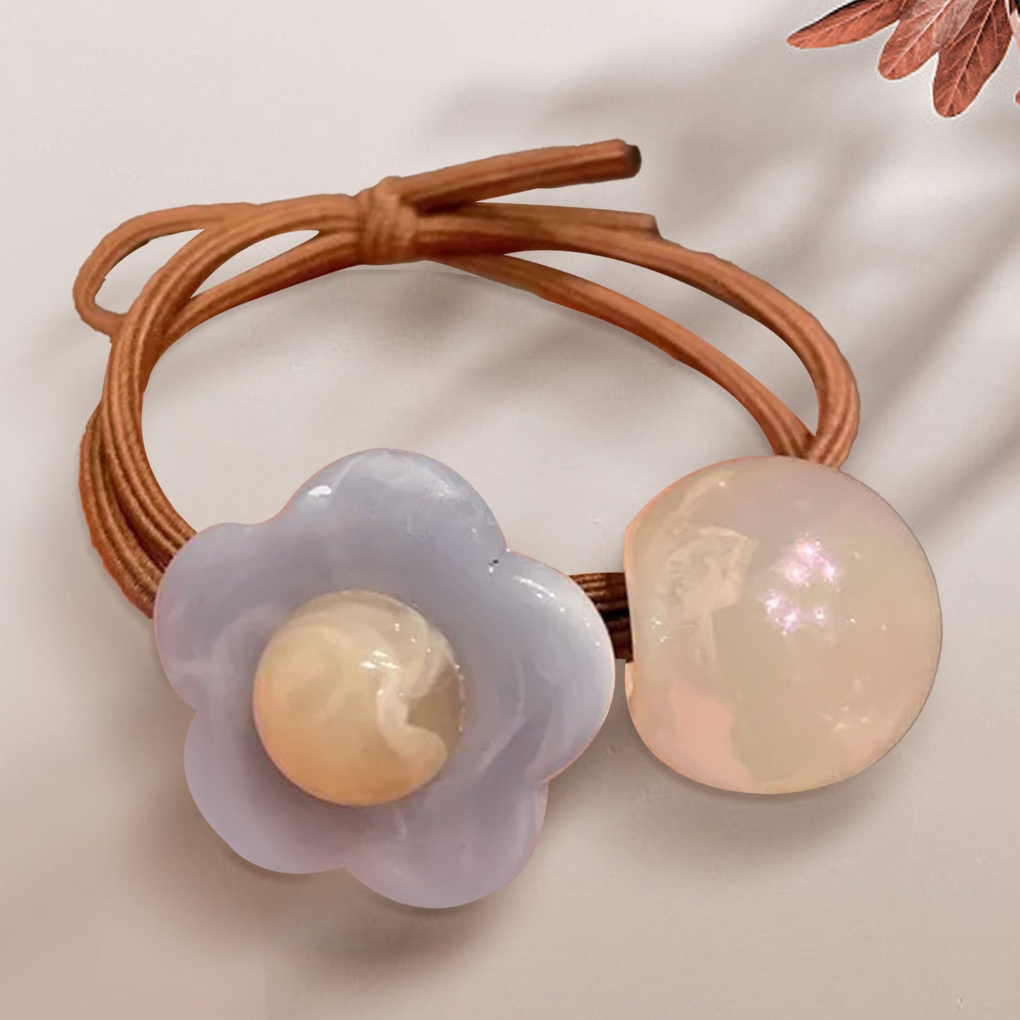 Élastique à Fleur Nacré et Perle