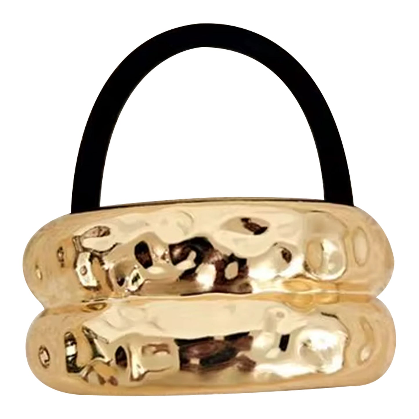 Élastique Casual pour Cheveux à Manchon Double Anneaux Subtil Doré
