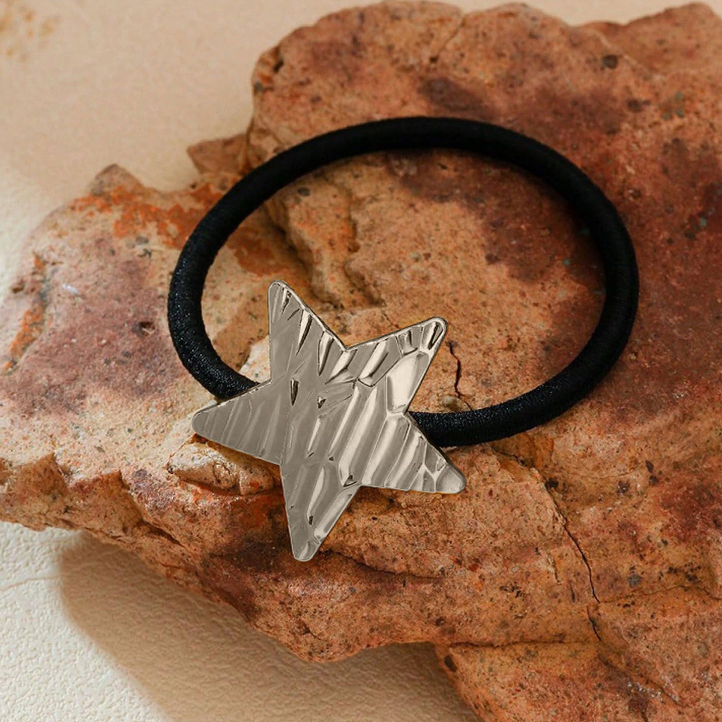 Élastique Casual Céleste à Étoile Texturée Argenté