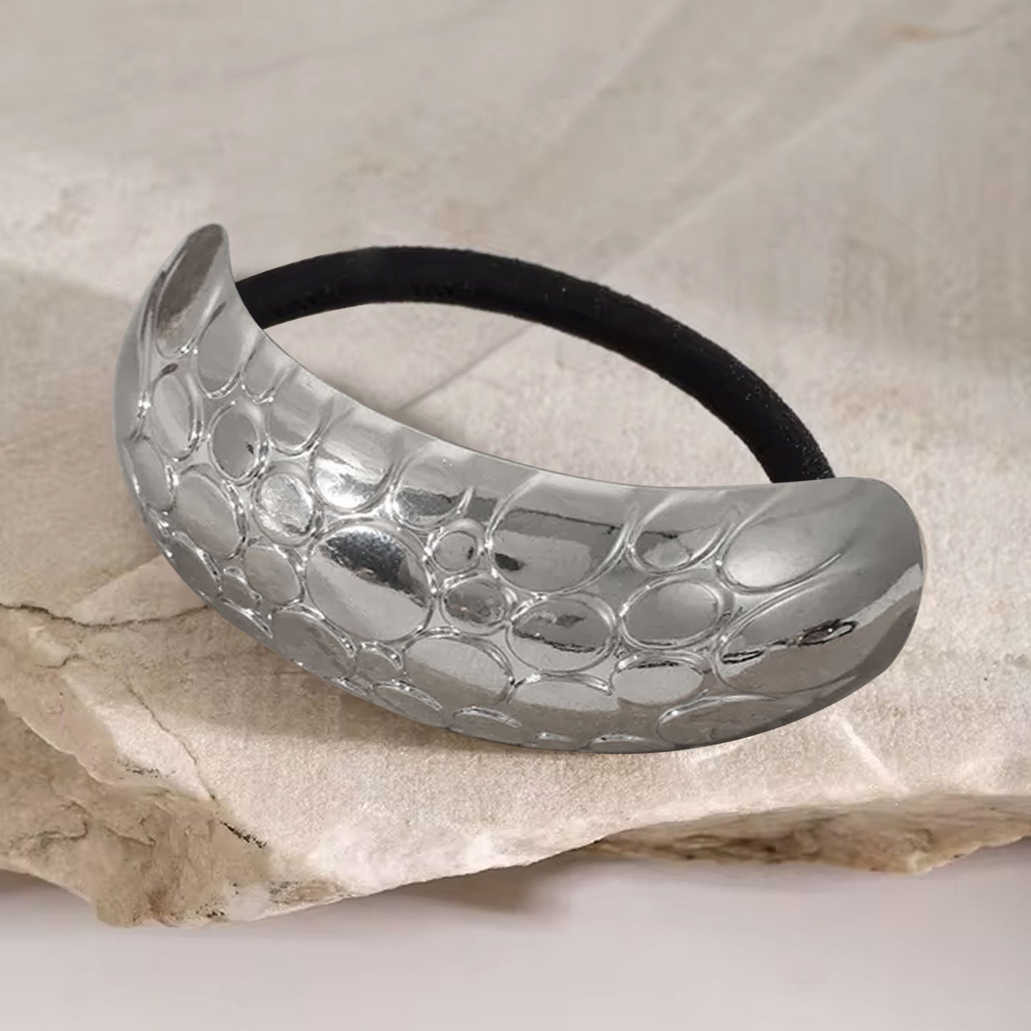 Élastique Casual Lyanna à Anneau Écaillé Argenté