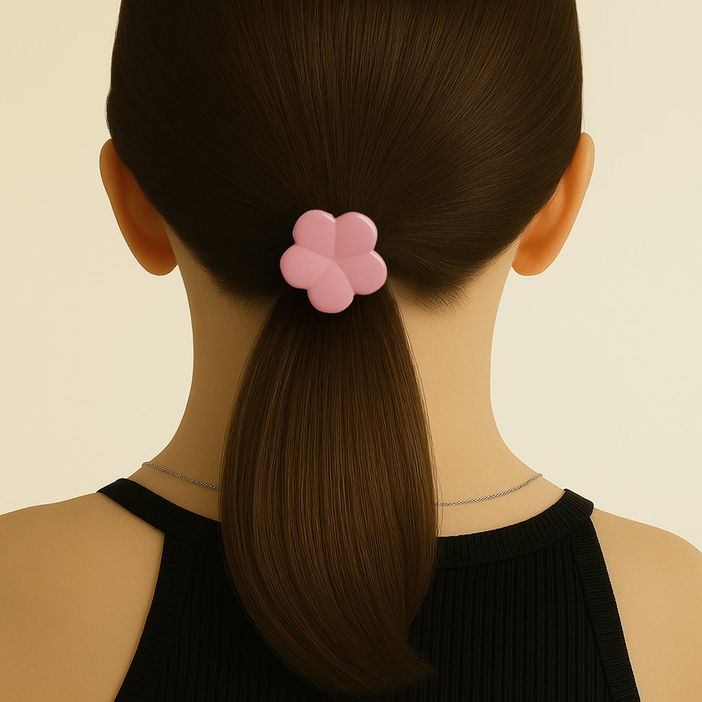 Élastique Casual pour Cheveux à Fleur de Cerisier en Acrylique Minimaliste Rose
